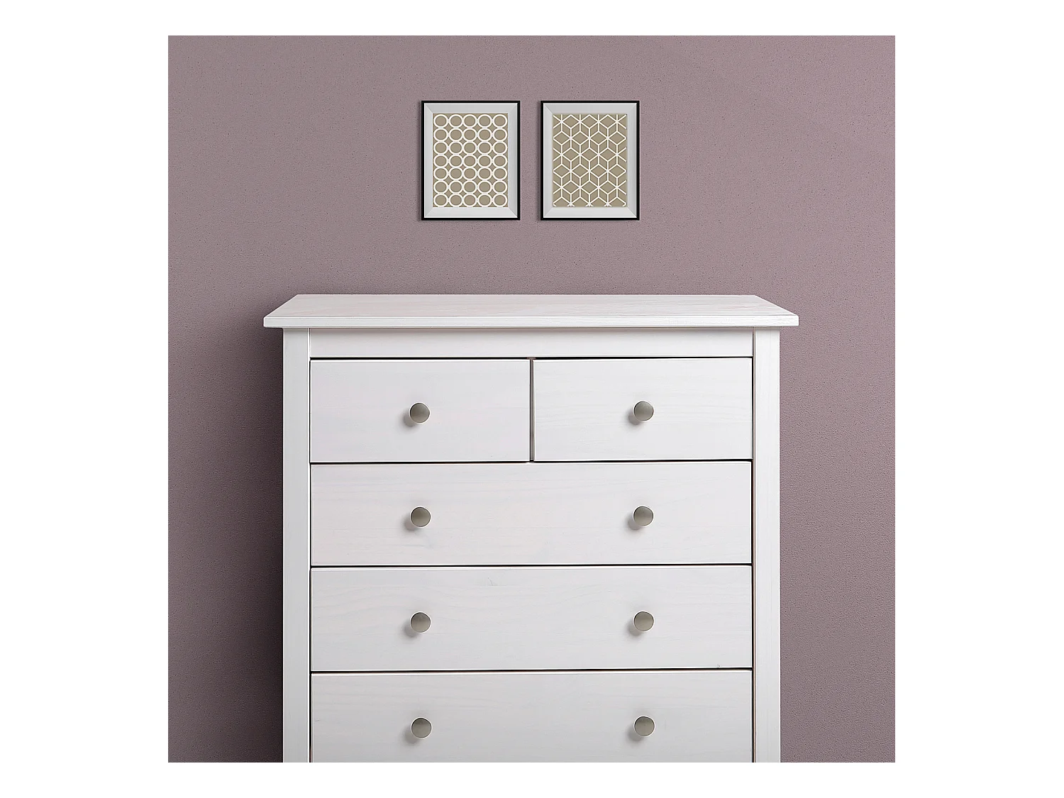 Commode,  meuble de rangement en pin coloris blanc- Longueur 79 x Profondeur 40  x Hauteur 80  cm