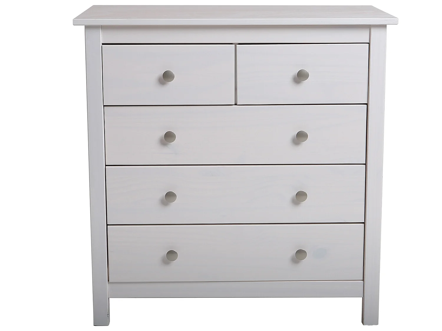 Commode,  meuble de rangement en pin coloris blanc- Longueur 79 x Profondeur 40  x Hauteur 80  cm