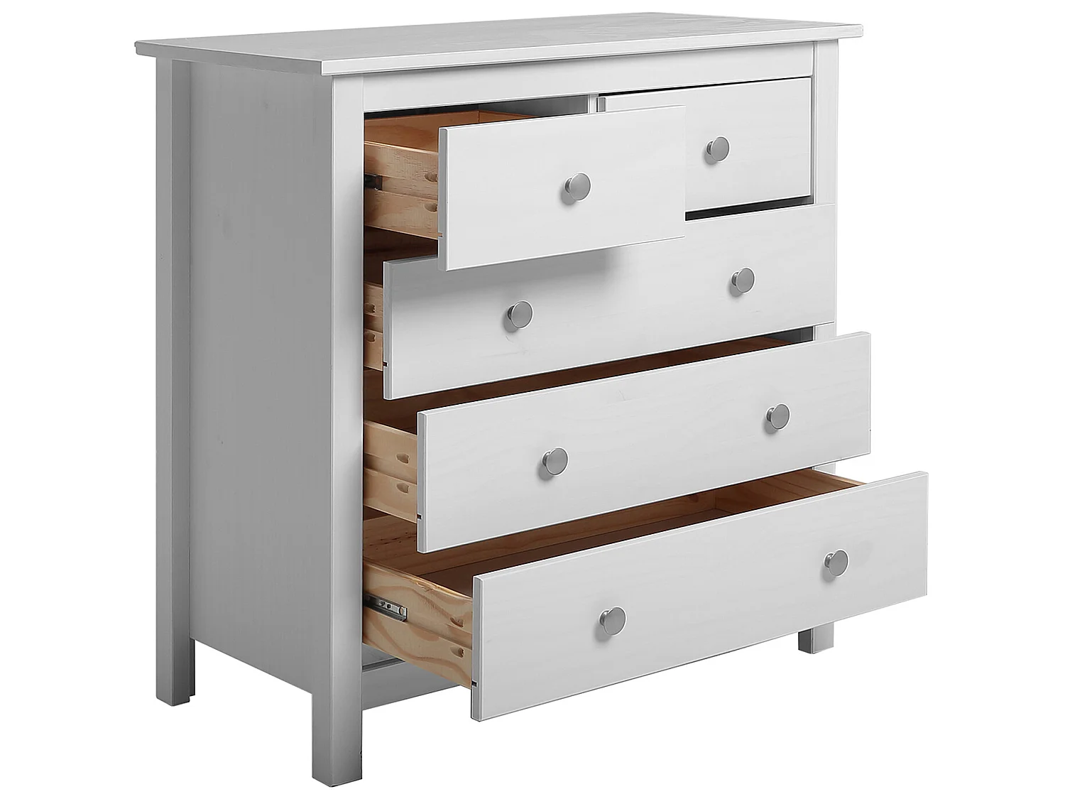 Commode,  meuble de rangement en pin coloris blanc- Longueur 79 x Profondeur 40  x Hauteur 80  cm