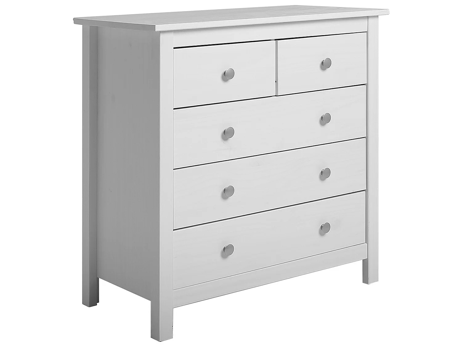 Commode,  meuble de rangement en pin coloris blanc- Longueur 79 x Profondeur 40  x Hauteur 80  cm