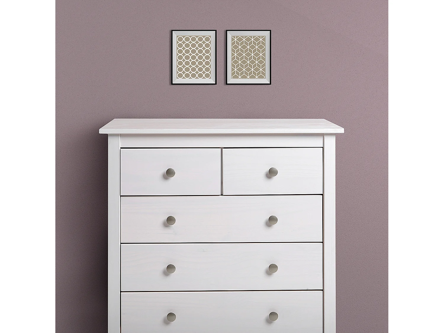 Commode,  meuble de rangement en pin coloris blanc- Longueur 79 x Profondeur 40  x Hauteur 80  cm