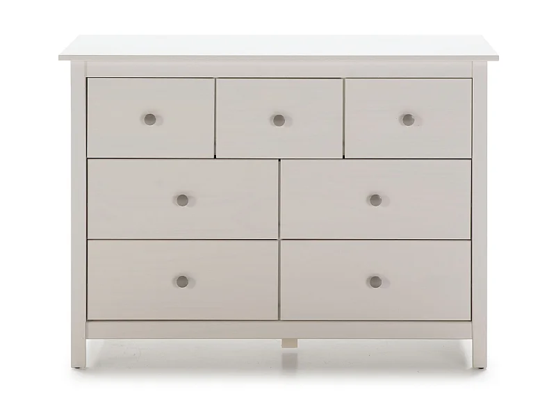 Commode, meuble de rangement en pin coloris blanc - Longueur 110 x Profondeur 40  x Hauteur 80 cm