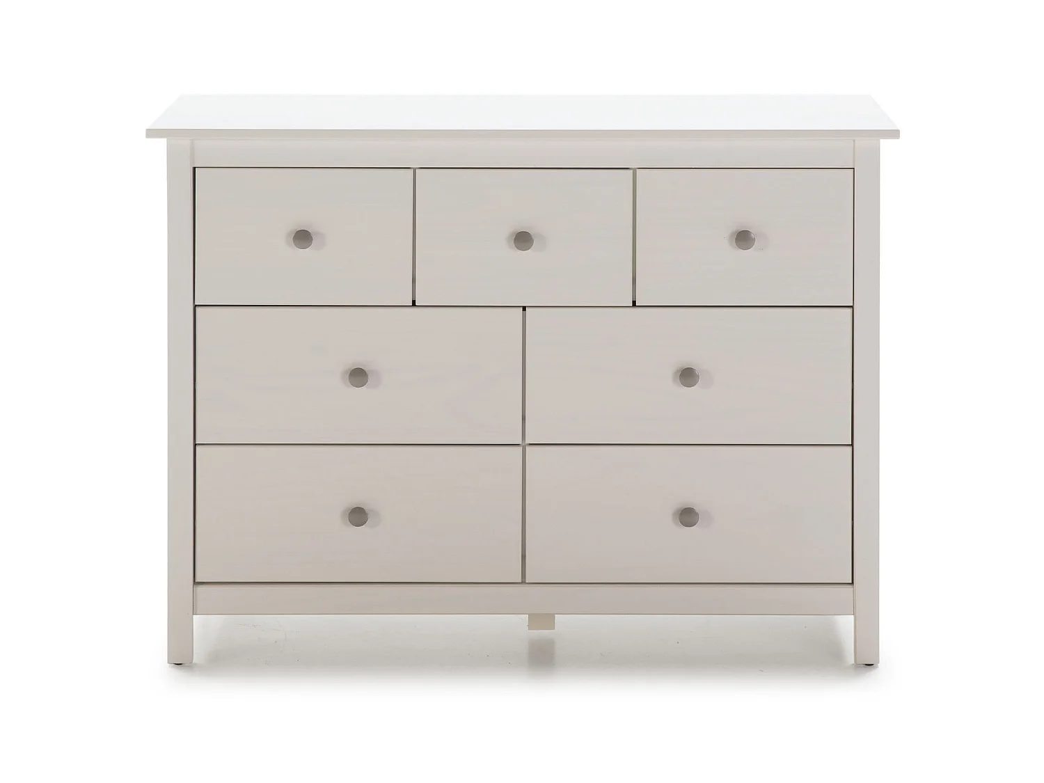Commode, meuble de rangement en pin coloris blanc - Longueur 110 x Profondeur 40  x Hauteur 80 cm