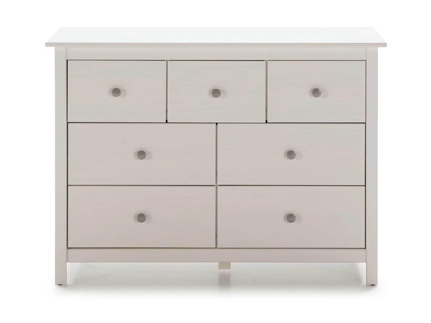 Commode, meuble de rangement en pin coloris blanc - Longueur 110 x Profondeur 40  x Hauteur 80 cm
