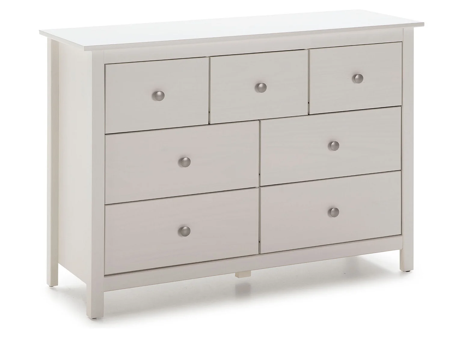 Commode, meuble de rangement en pin coloris blanc - Longueur 110 x Profondeur 40  x Hauteur 80 cm