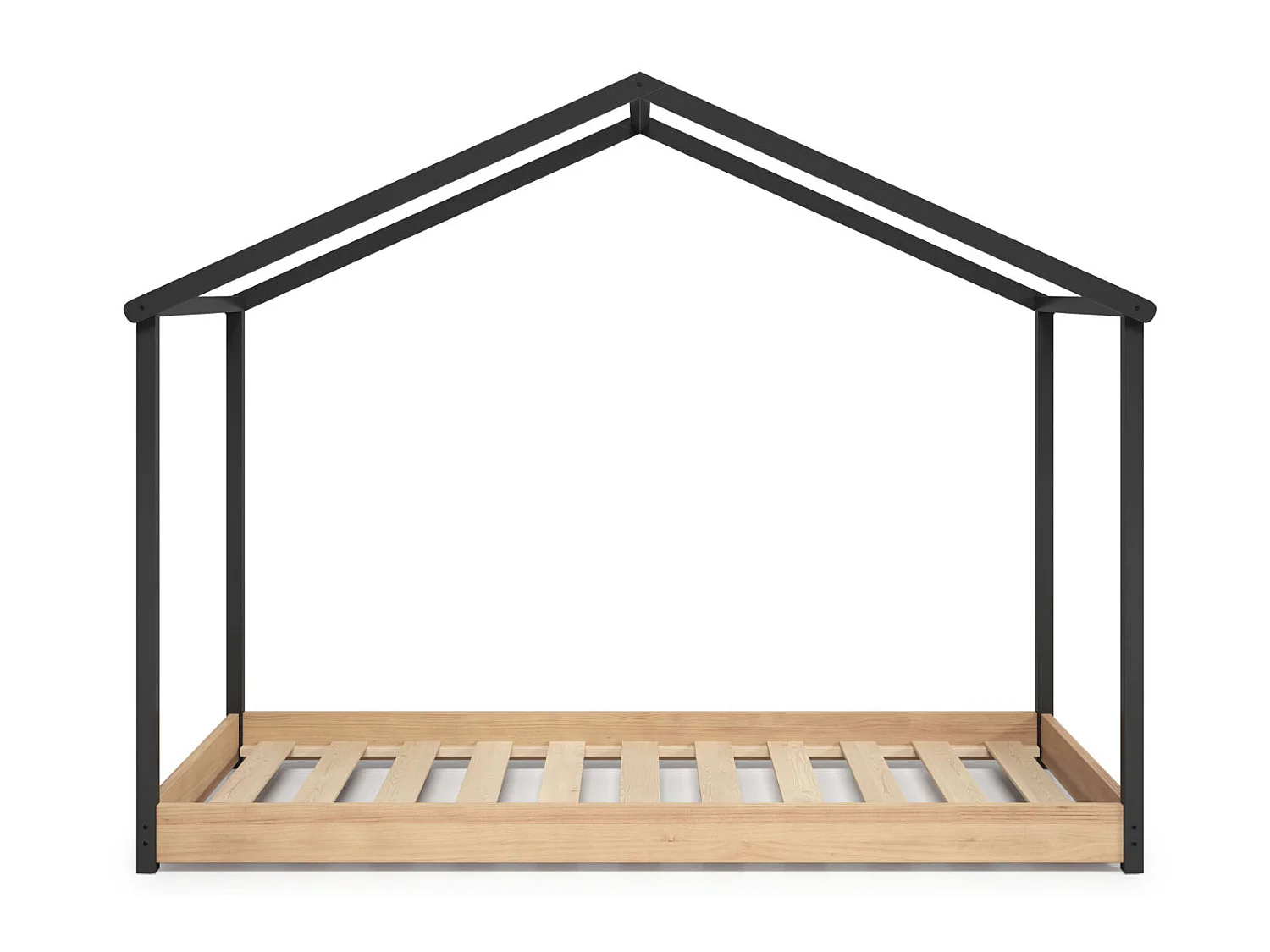 Lit enfant en MDF coloris gris anthracite, chêne - Longueur 216,20  x Profondeur 101,2 x Hauteur 164 cm