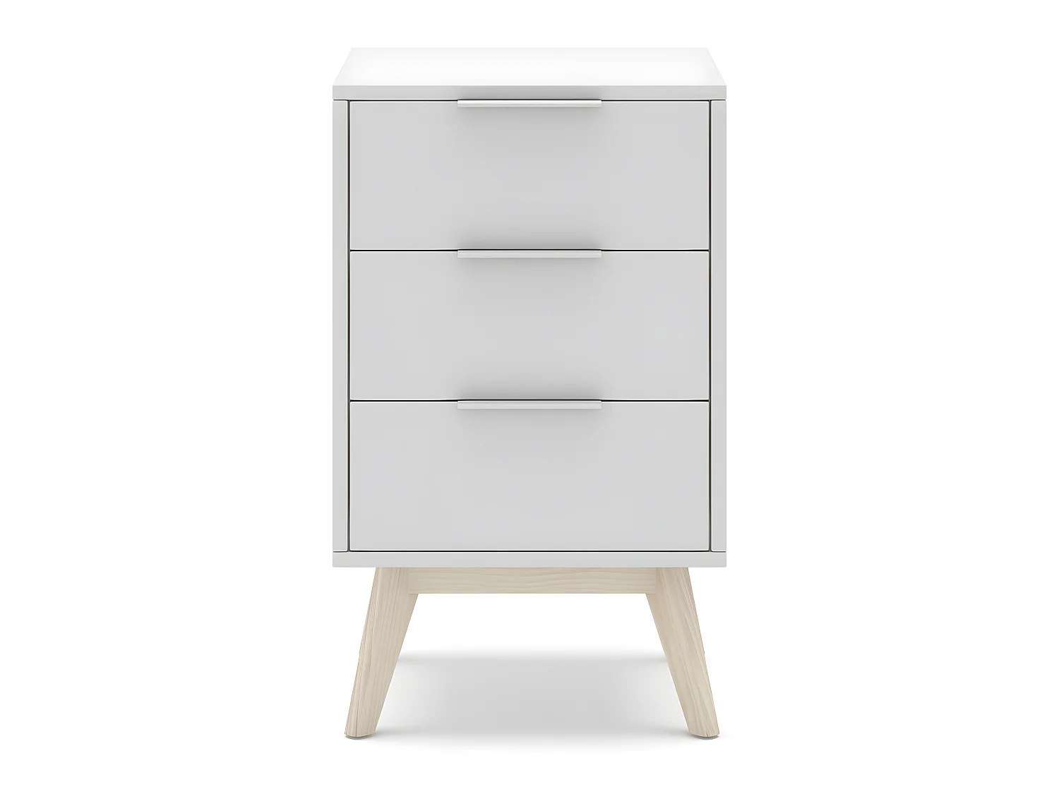 Table de chevet, table de nuit en pin et MDF coloris blanc - Longueur 40 x Profondeur 35  x Hauteur 65,50  cm