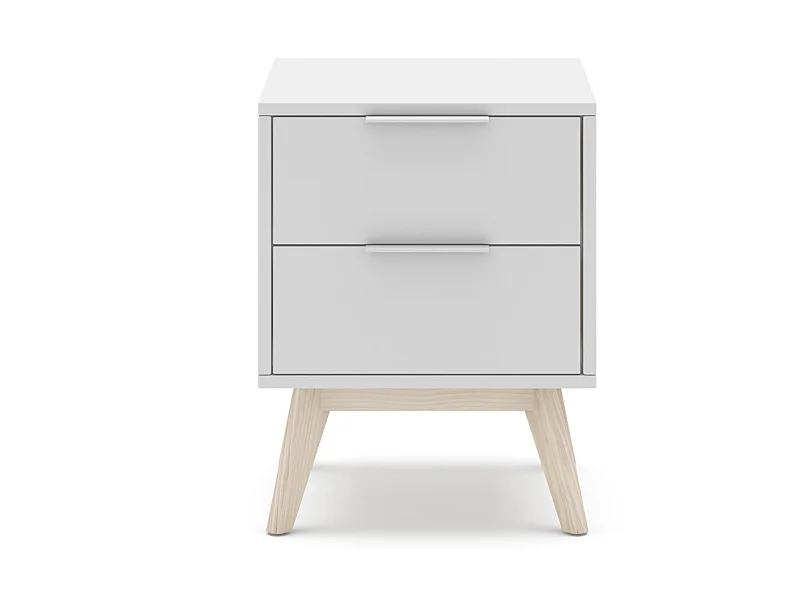 Table de chevet, table de nuit en pin et MDF coloris blanc - Longueur 40 x Profondeur 35  x Hauteur 53 cm