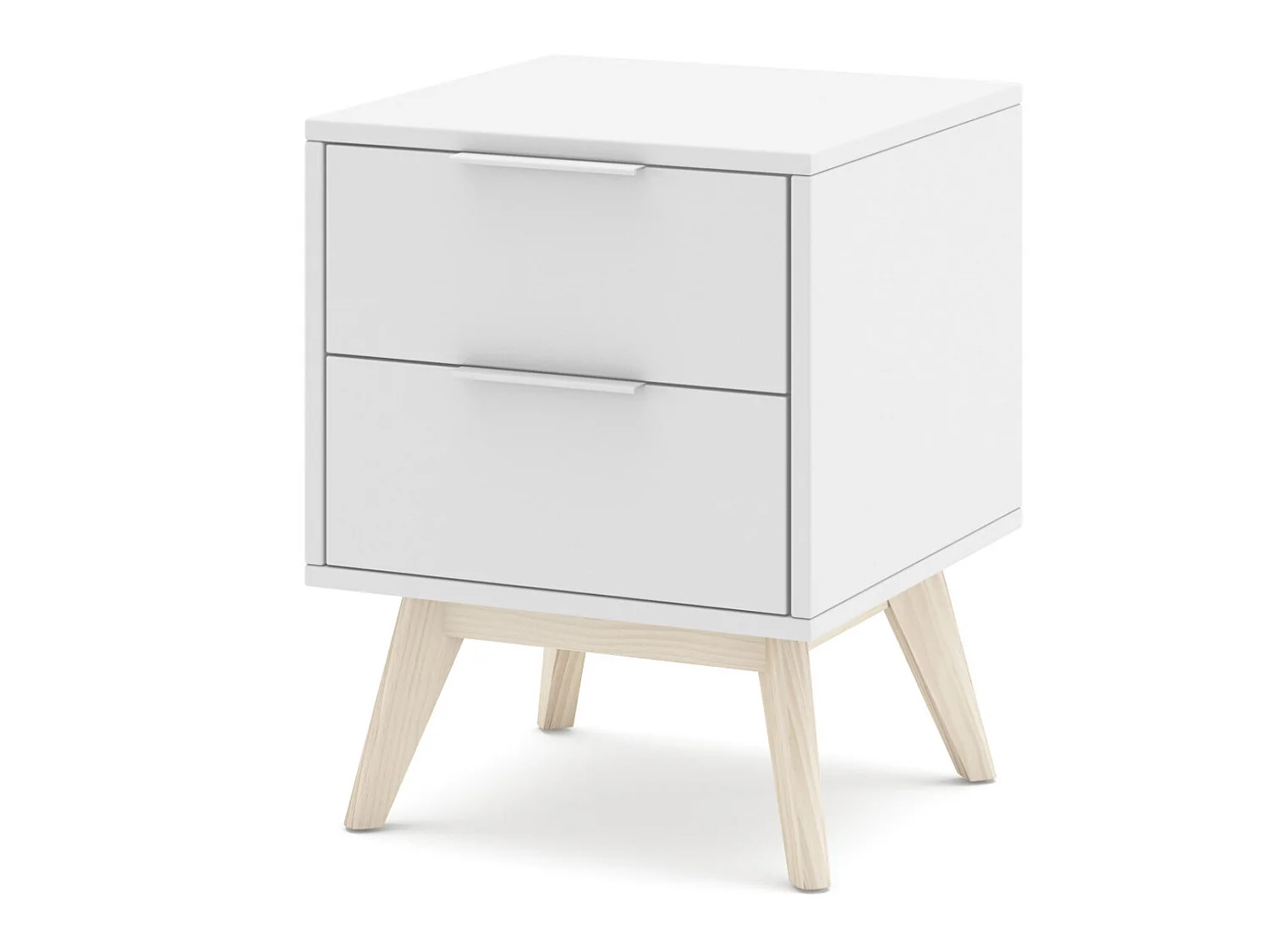 Table de chevet, table de nuit en pin et MDF coloris blanc - Longueur 40 x Profondeur 35  x Hauteur 53 cm