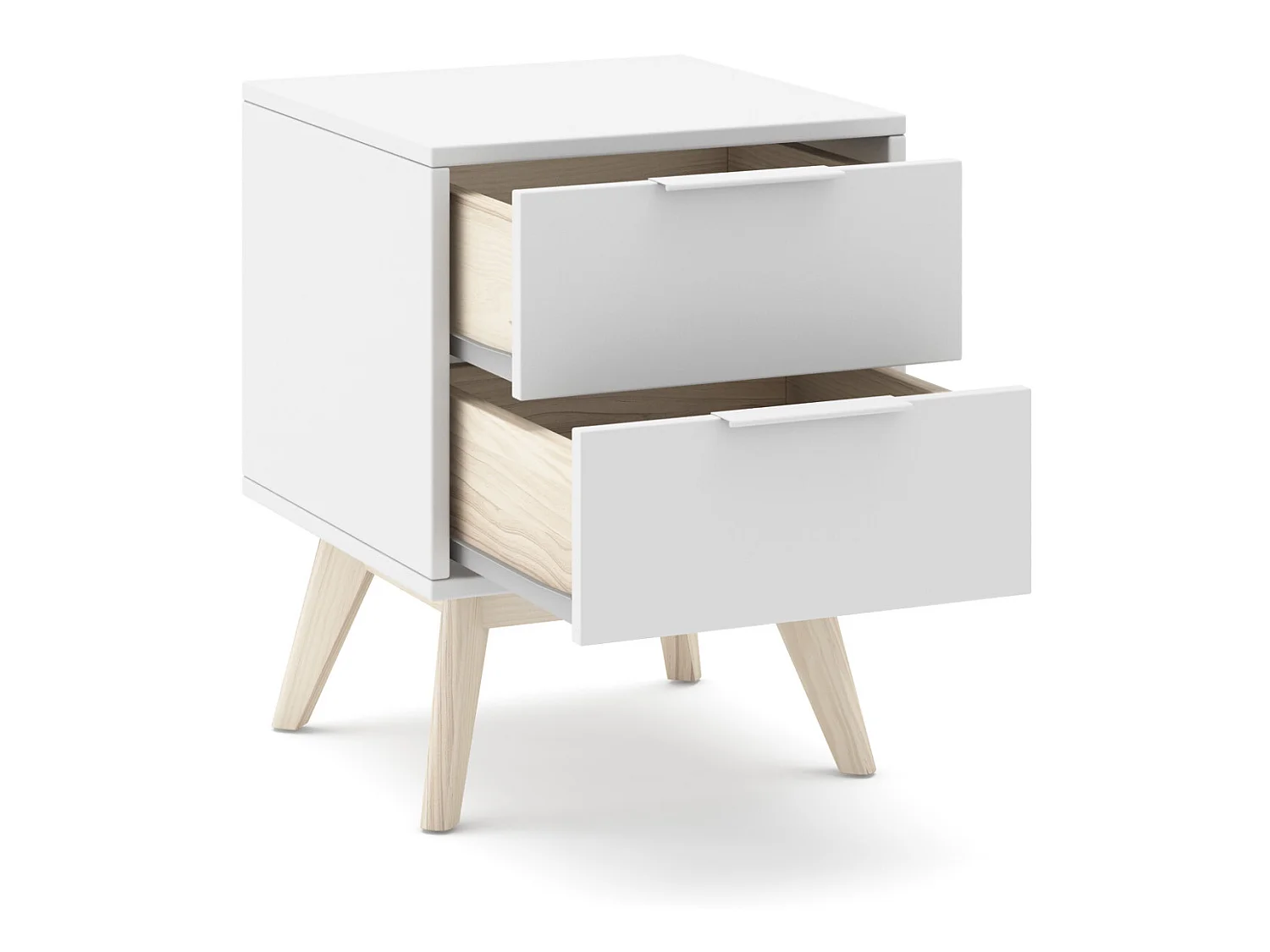 Table de chevet, table de nuit en pin et MDF coloris blanc - Longueur 40 x Profondeur 35  x Hauteur 53 cm