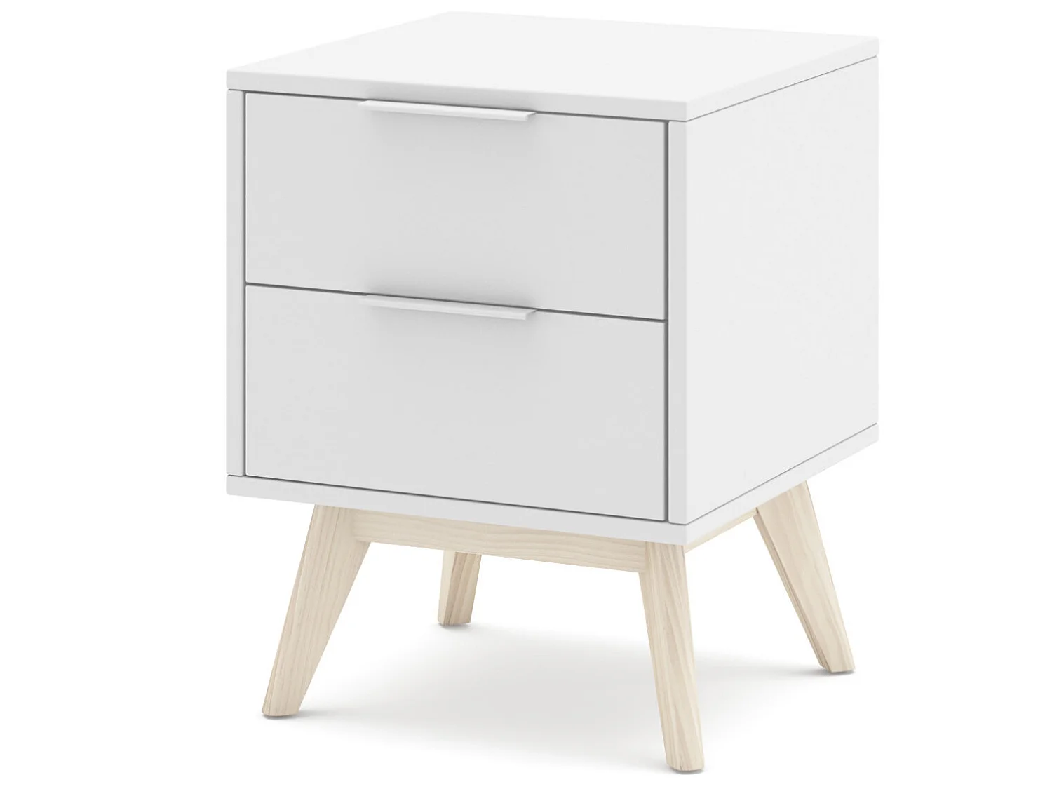 Table de chevet, table de nuit en pin et MDF coloris blanc - Longueur 40 x Profondeur 35  x Hauteur 53 cm