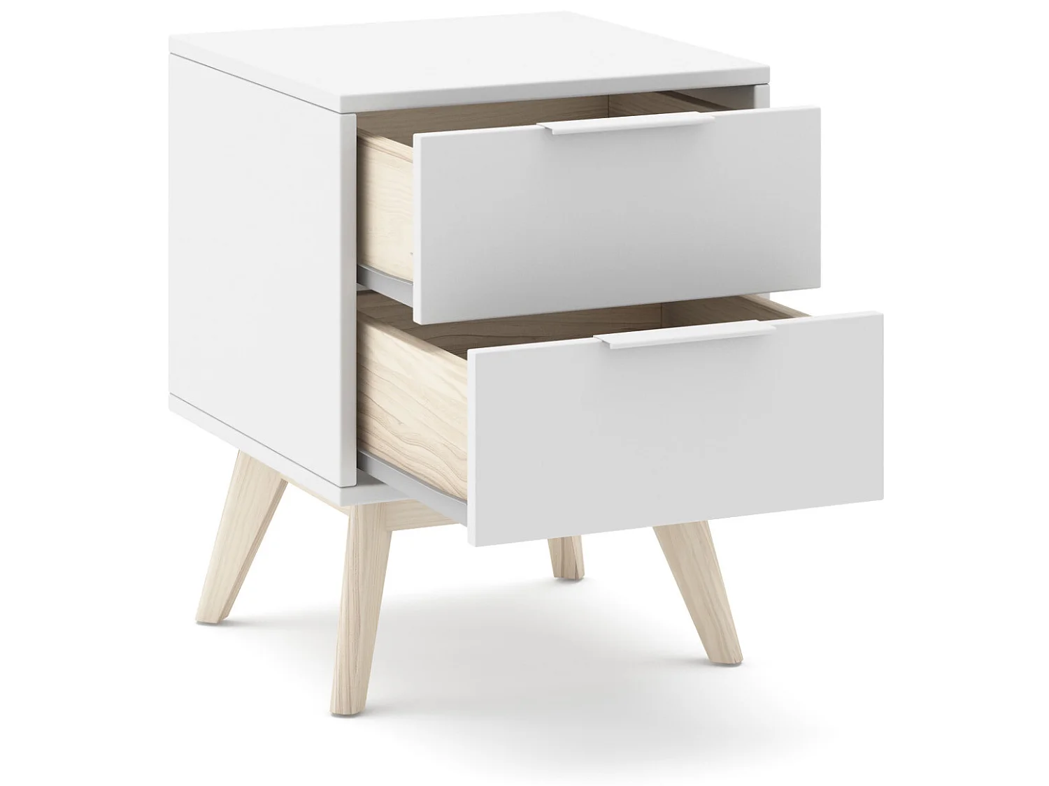 Table de chevet, table de nuit en pin et MDF coloris blanc - Longueur 40 x Profondeur 35  x Hauteur 53 cm