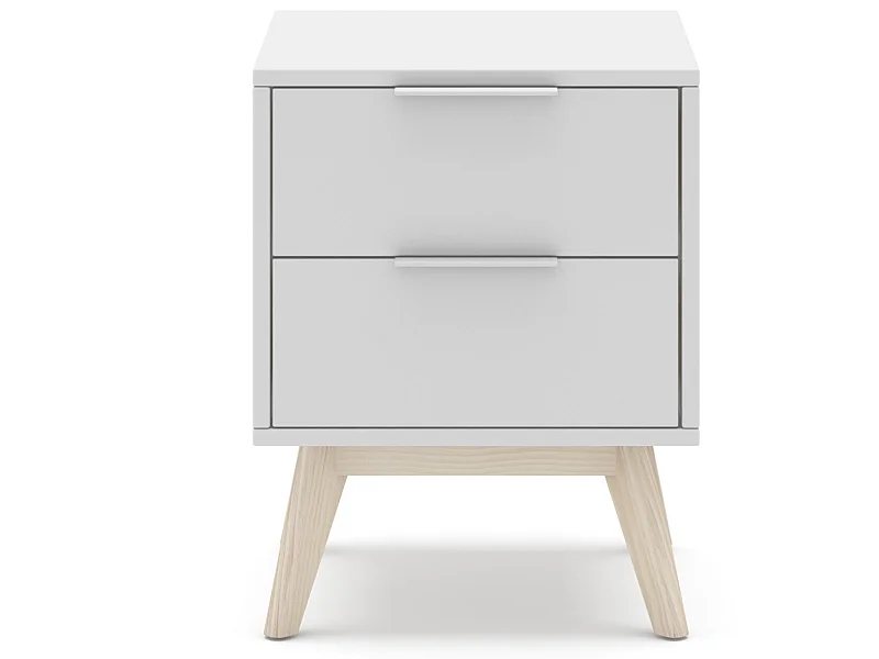 Table de chevet, table de nuit en pin et MDF coloris blanc - Longueur 40 x Profondeur 35  x Hauteur 53 cm