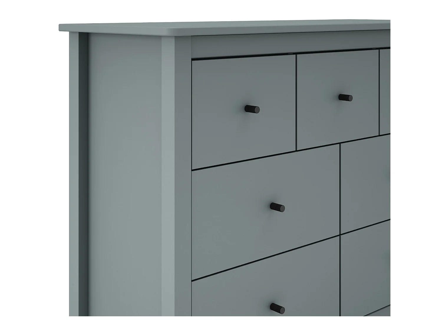 Commode, meuble de rangement en pin avec 7 tiroirs coloris Vert kaki  - Longueur 100 x Profondeur 40  x Hauteur 80 cm