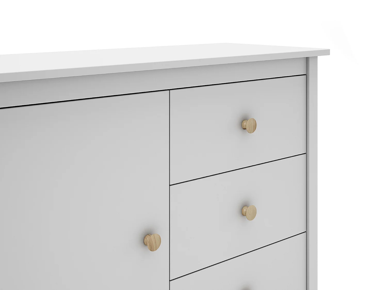 Commode, meuble de rangement avec 3 tiroirs en pin coloris blanc - Longueur  90 x Profondeur 40  x Hauteur 80 cm