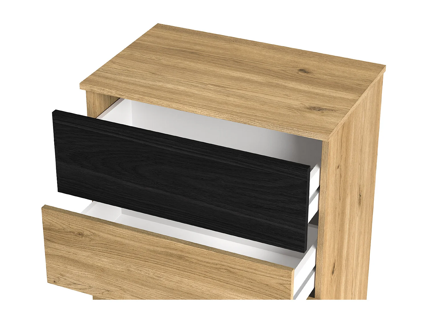 Chiffonnier, meuble de rangement coloris naturel, noir - Longueur 62 x Profondeur 40 x Hauteur 111 cm