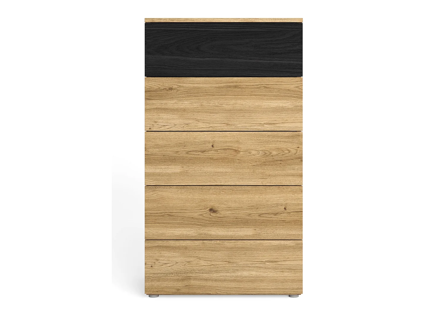 Chiffonnier, meuble de rangement coloris naturel, noir - Longueur 62 x Profondeur 40 x Hauteur 111 cm