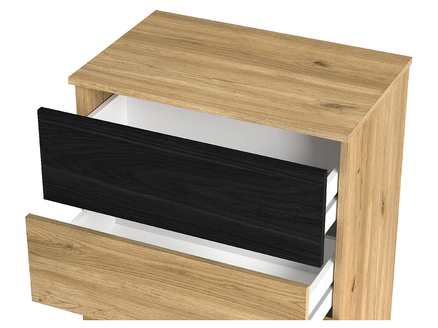 Chiffonnier, meuble de rangement coloris naturel, noir - Longueur 62 x Profondeur 40 x Hauteur 111 cm