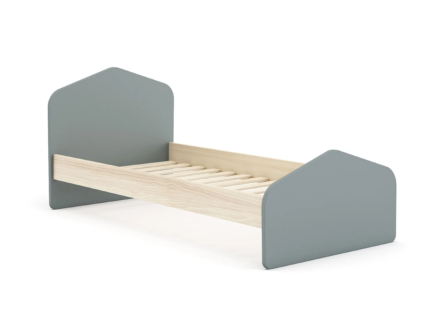 Lit enfant en pin et MDF coloris vert kaki - Longueur 194  x Profondeur 122 x Hauteur 90 cm