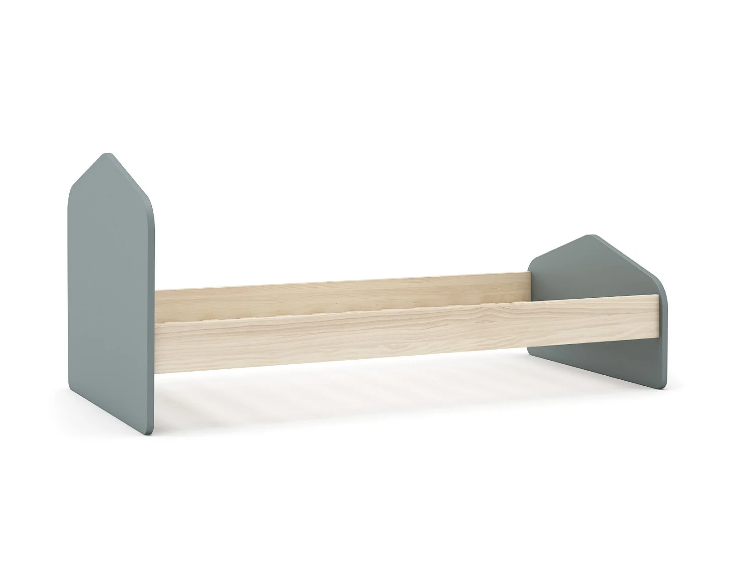 Lit enfant en pin et MDF coloris vert kaki - Longueur 194  x Profondeur 122 x Hauteur 90 cm