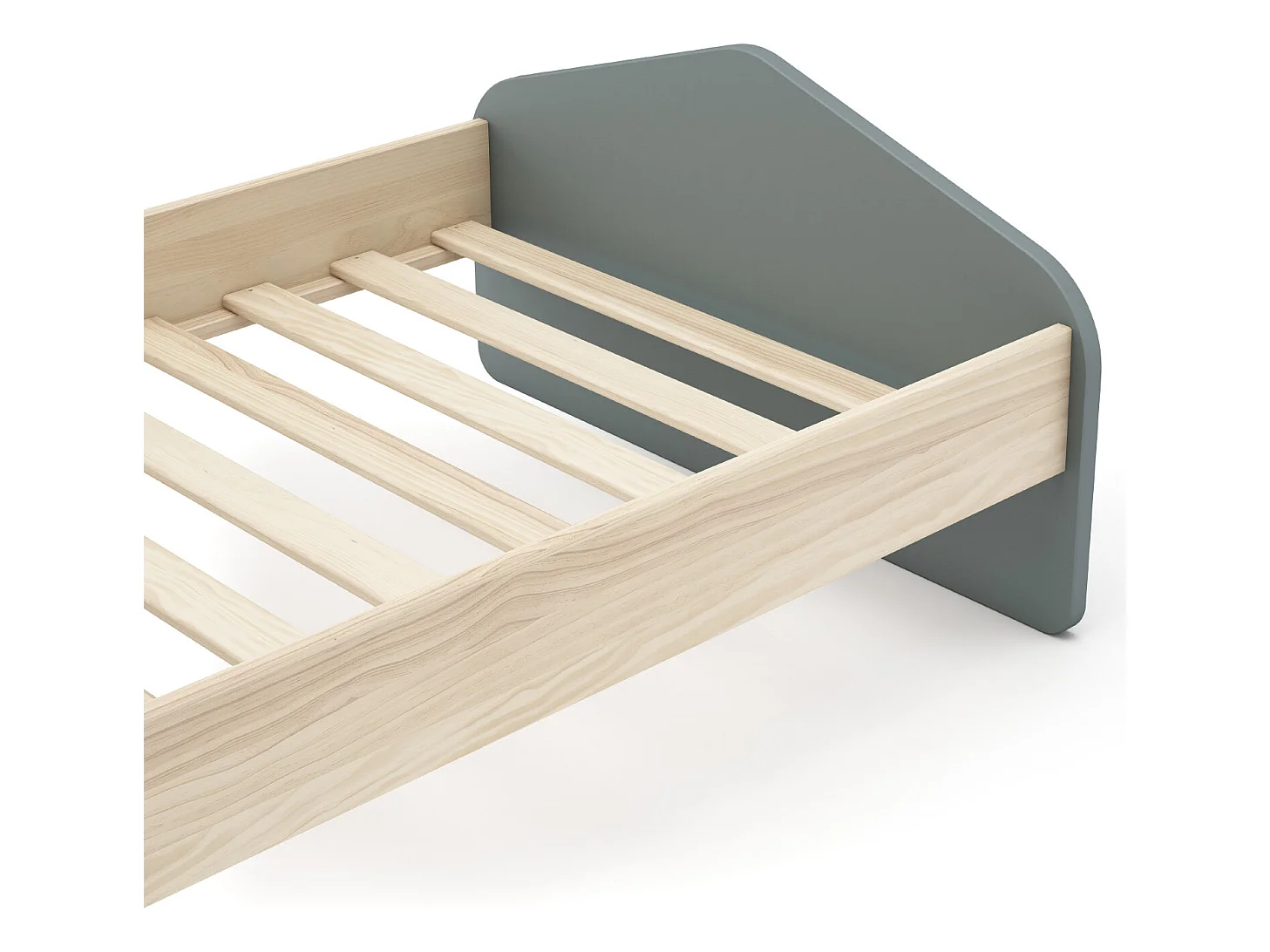 Lit enfant en pin et MDF coloris vert kaki - Longueur 194  x Profondeur 122 x Hauteur 90 cm