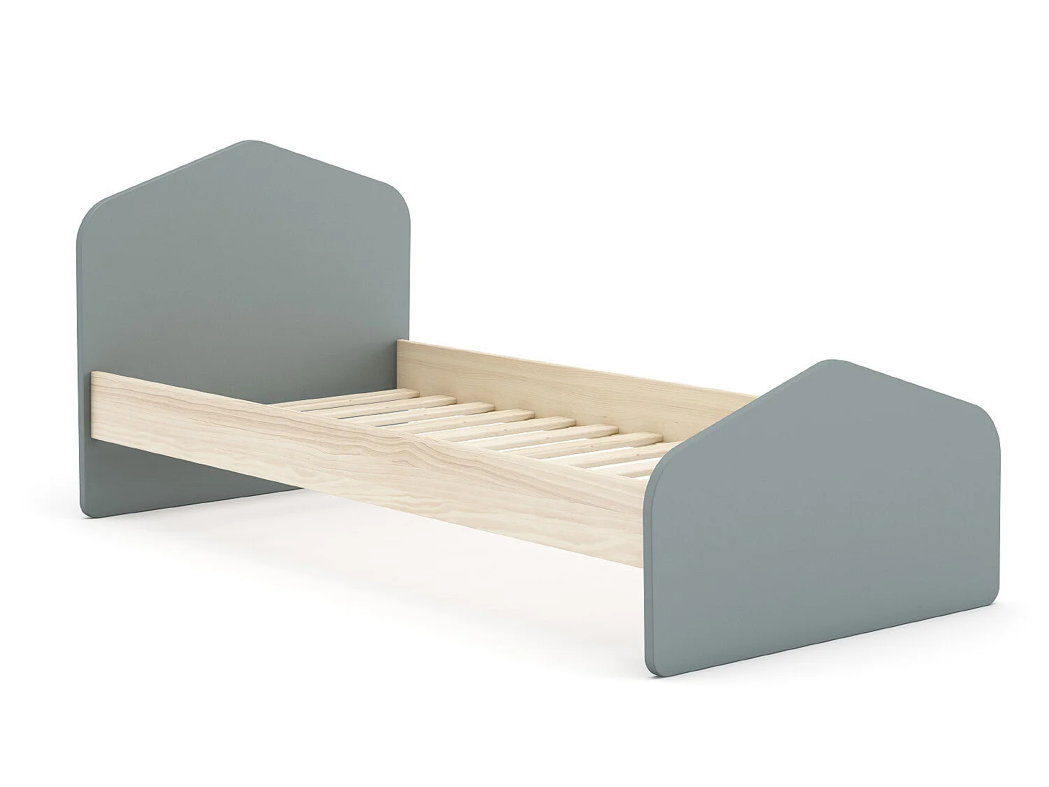 Lit enfant en pin et MDF coloris vert kaki - Longueur 194  x Profondeur 122 x Hauteur 90 cm