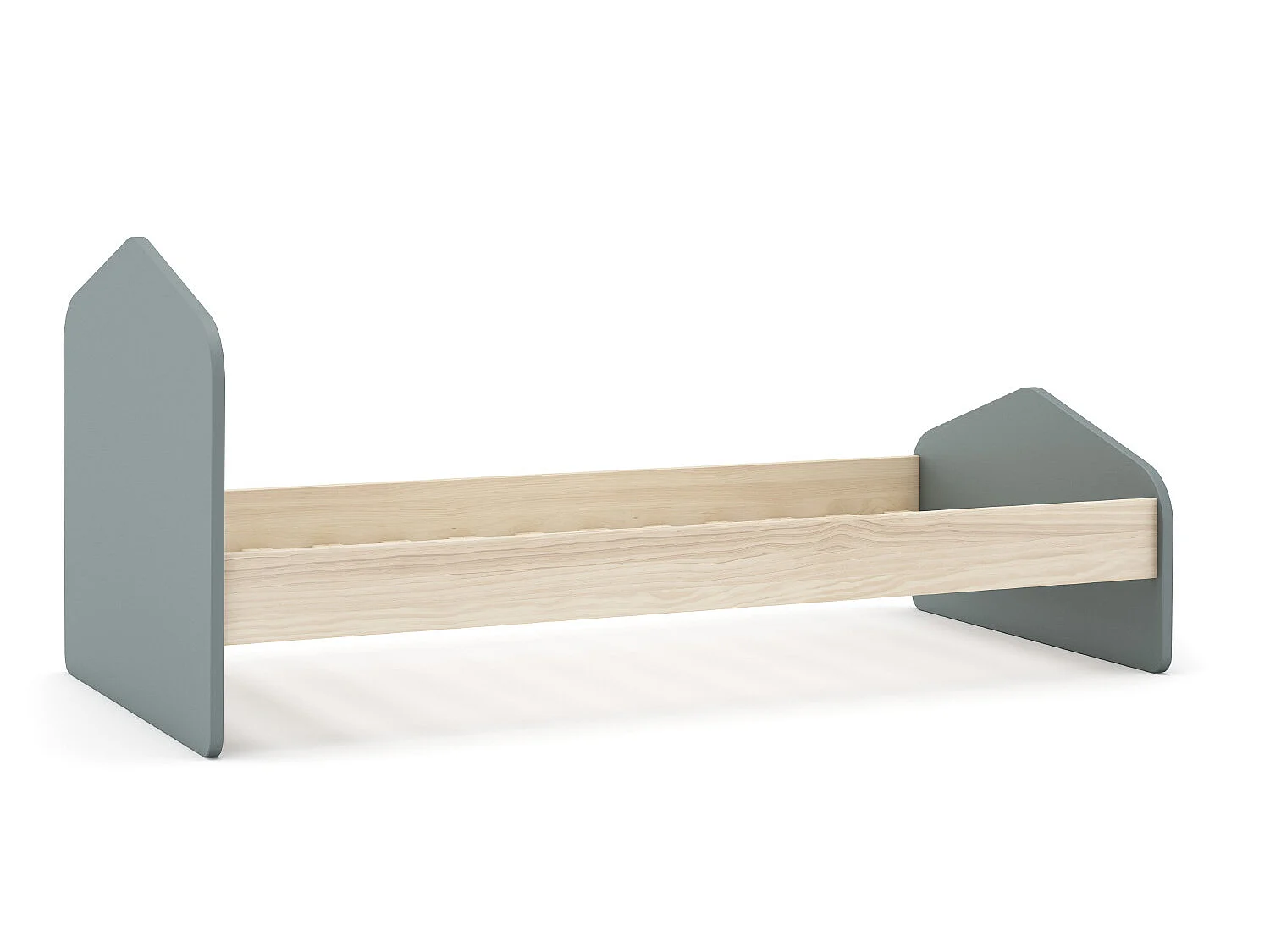 Lit enfant en pin et MDF coloris vert kaki - Longueur 194  x Profondeur 122 x Hauteur 90 cm