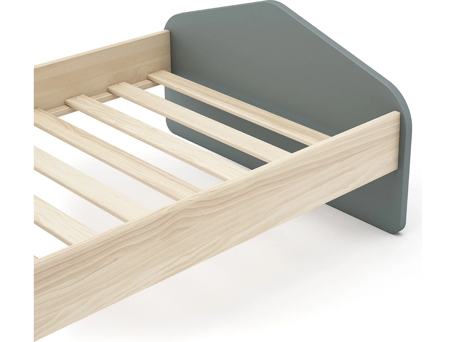 Lit enfant en pin et MDF coloris vert kaki - Longueur 194  x Profondeur 122 x Hauteur 90 cm