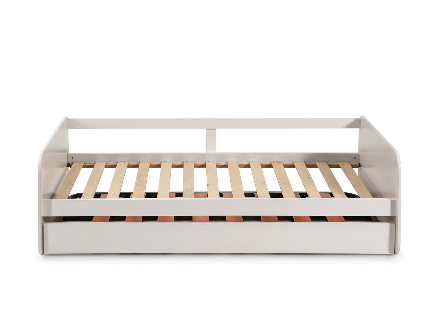 Lit enfant gigogne en MDF coloris blanc - Longueur 195,2  x Profondeur 105  x Hauteur 62 cm