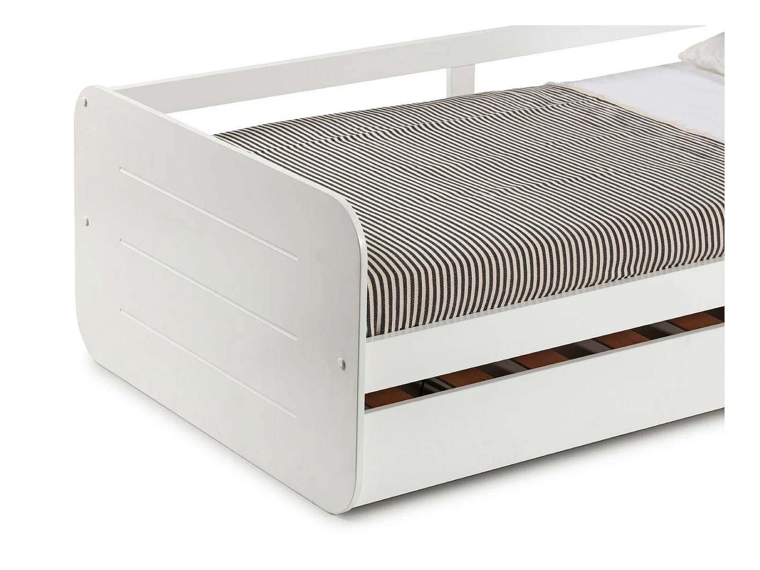 Lit enfant gigogne en MDF coloris blanc - Longueur 195,2  x Profondeur 105  x Hauteur 62 cm