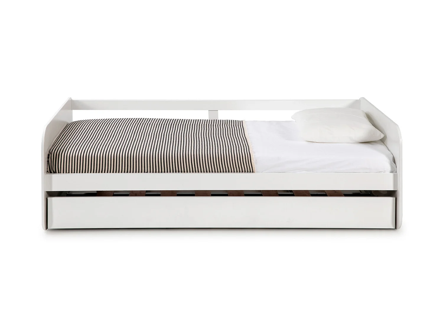 Lit enfant gigogne en MDF coloris blanc - Longueur 195,2  x Profondeur 105  x Hauteur 62 cm