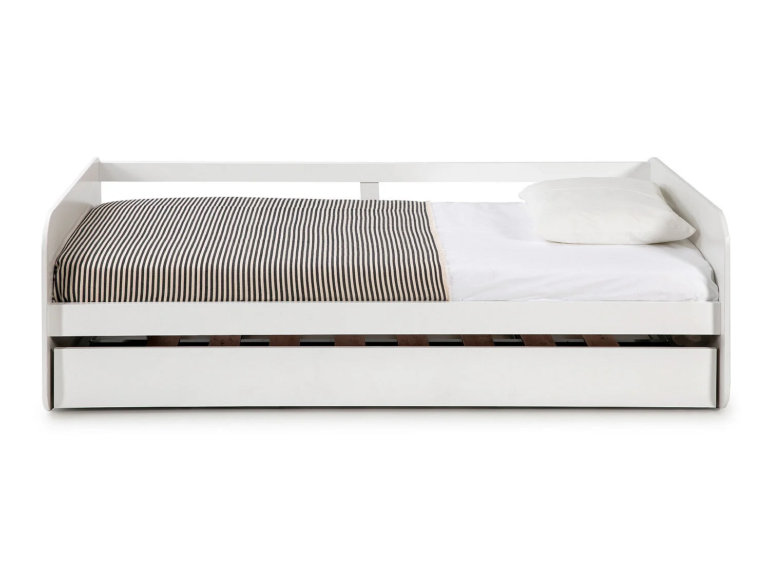 Lit enfant gigogne en MDF coloris blanc - Longueur 195,2  x Profondeur 105  x Hauteur 62 cm