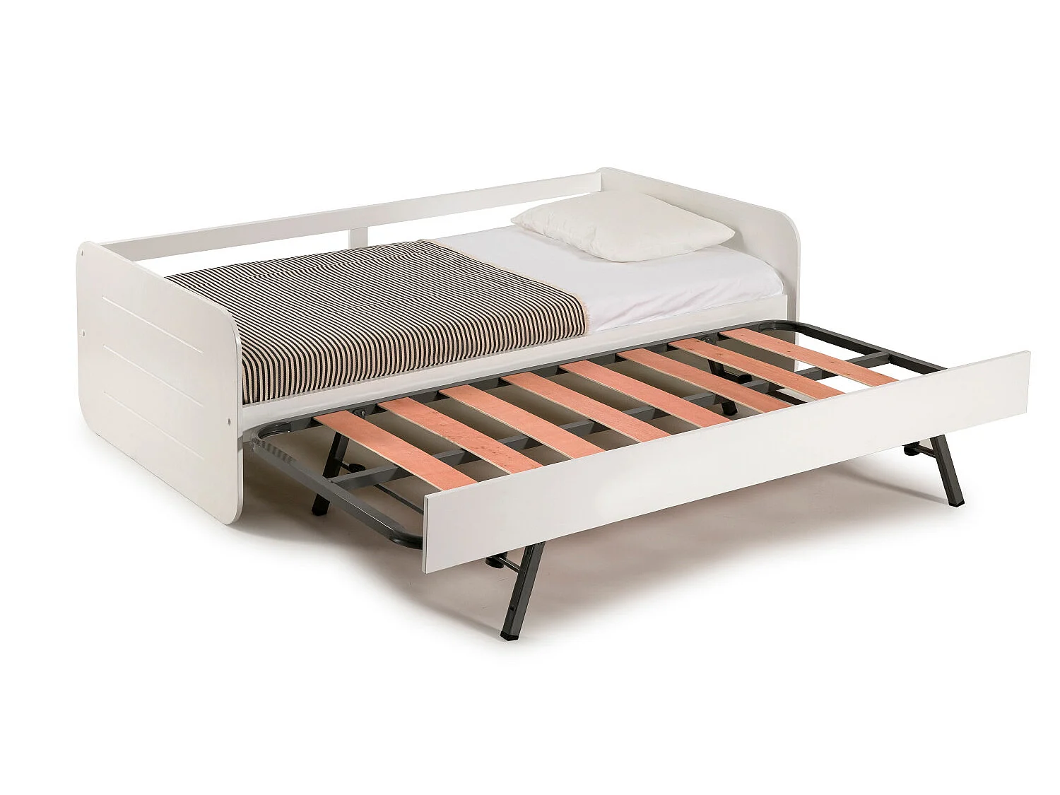 Lit enfant gigogne en MDF coloris blanc - Longueur 195,2  x Profondeur 105  x Hauteur 62 cm