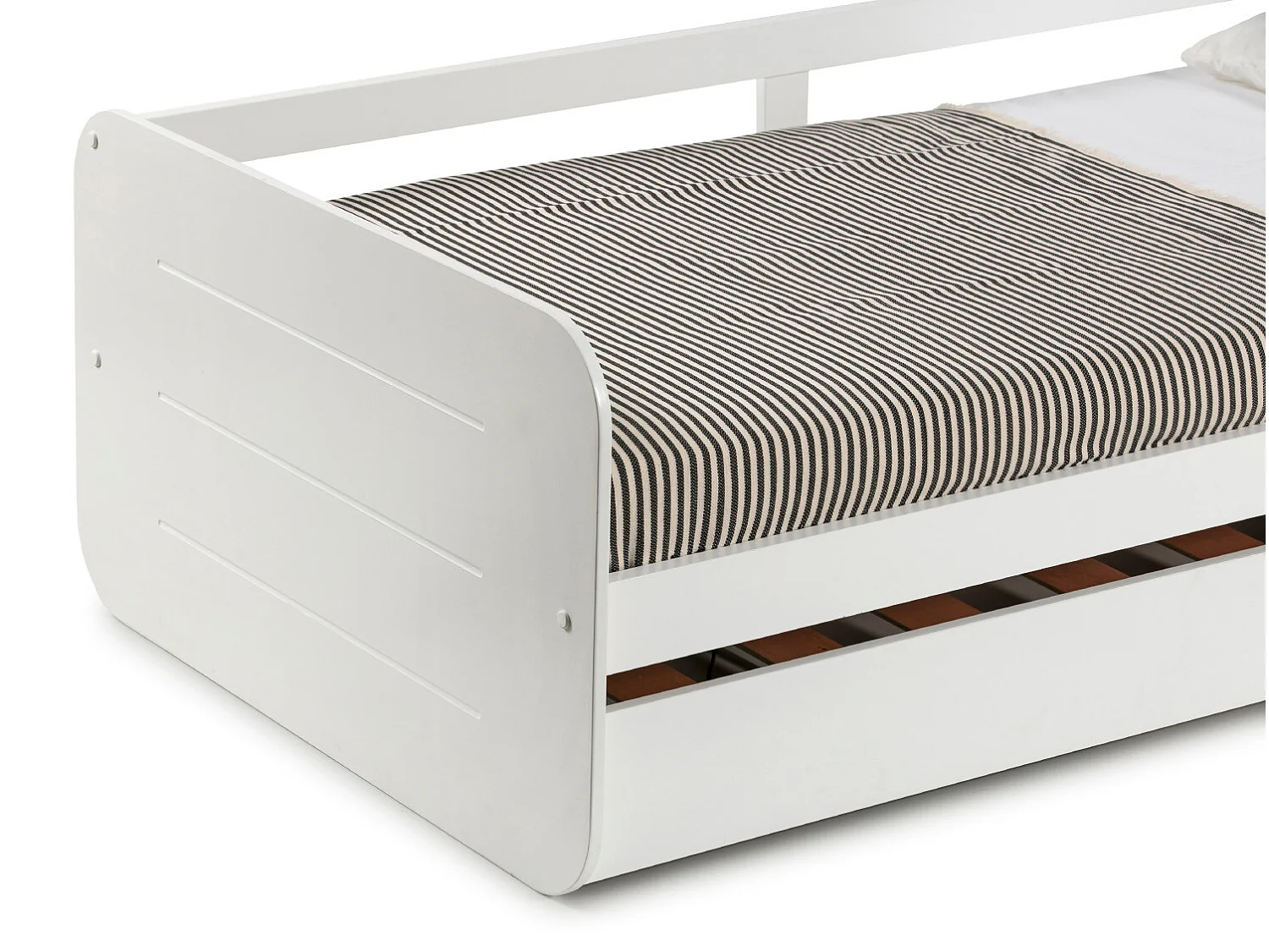 Lit enfant gigogne en MDF coloris blanc - Longueur 195,2  x Profondeur 105  x Hauteur 62 cm