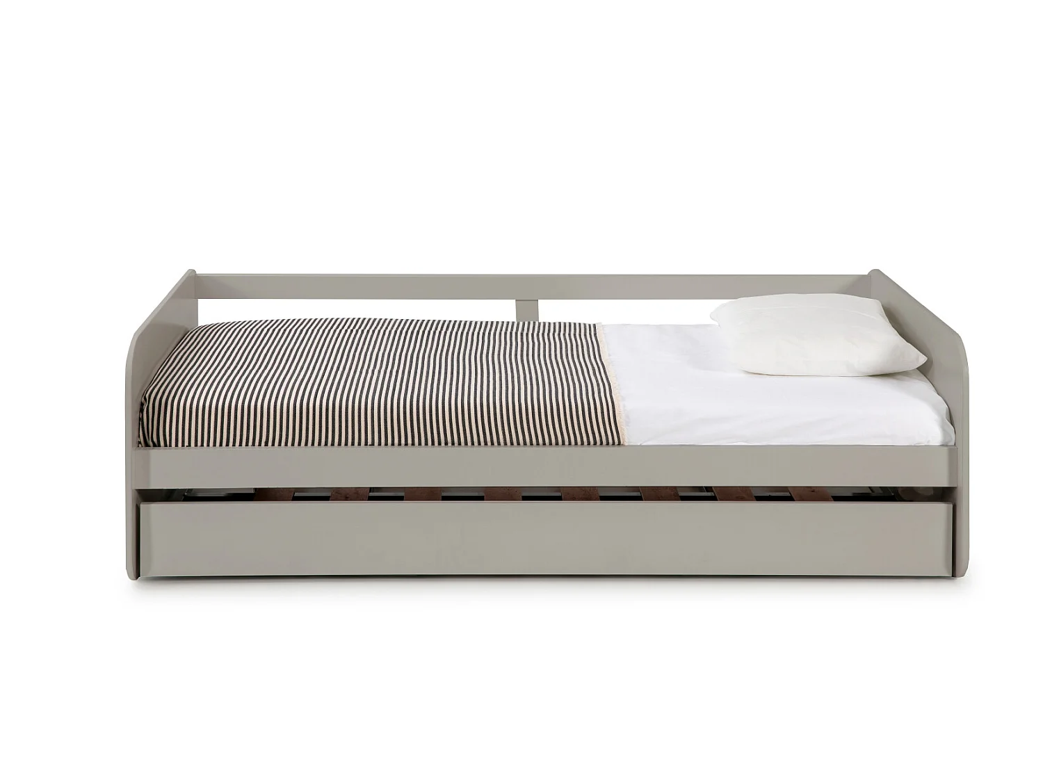 Lit enfant gigogne en MDF coloris gris  - Longueur 195,2  x Profondeur 105  x Hauteur 62 cm