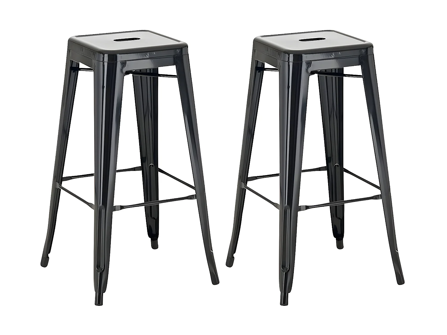 Lot de 2 tabourets métal argentée 43 x 43 x 77 cm TDB10119