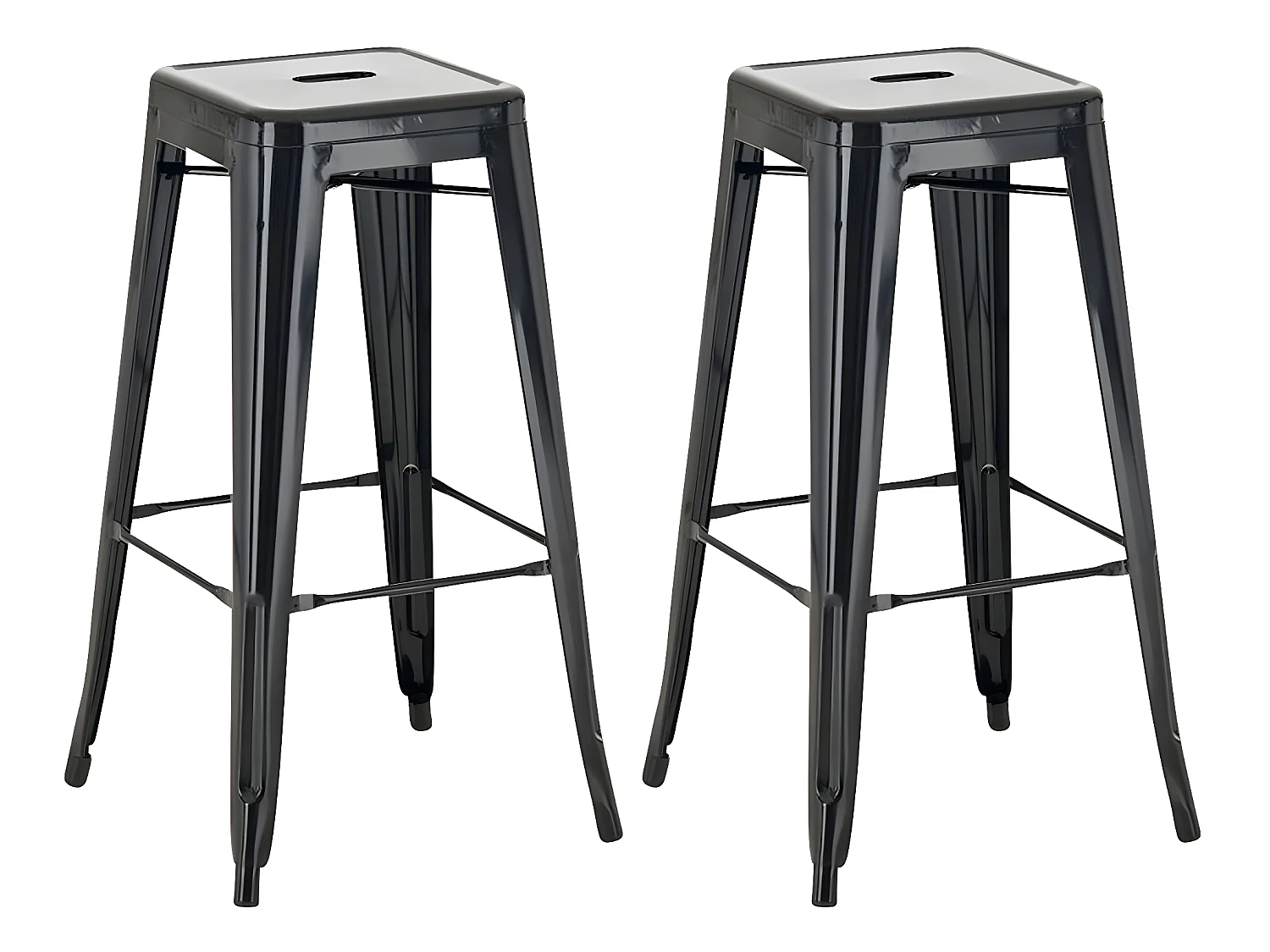 Lot de 2 tabourets métal argentée 43 x 43 x 77 cm TDB10119