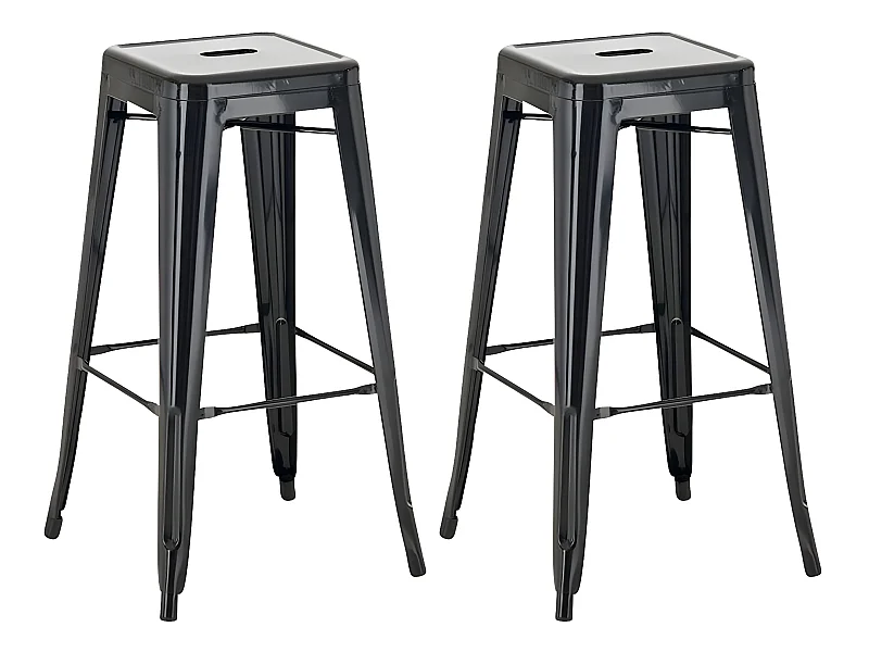 Lot de 2 tabourets métal argentée 43 x 43 x 77 cm TDB10119
