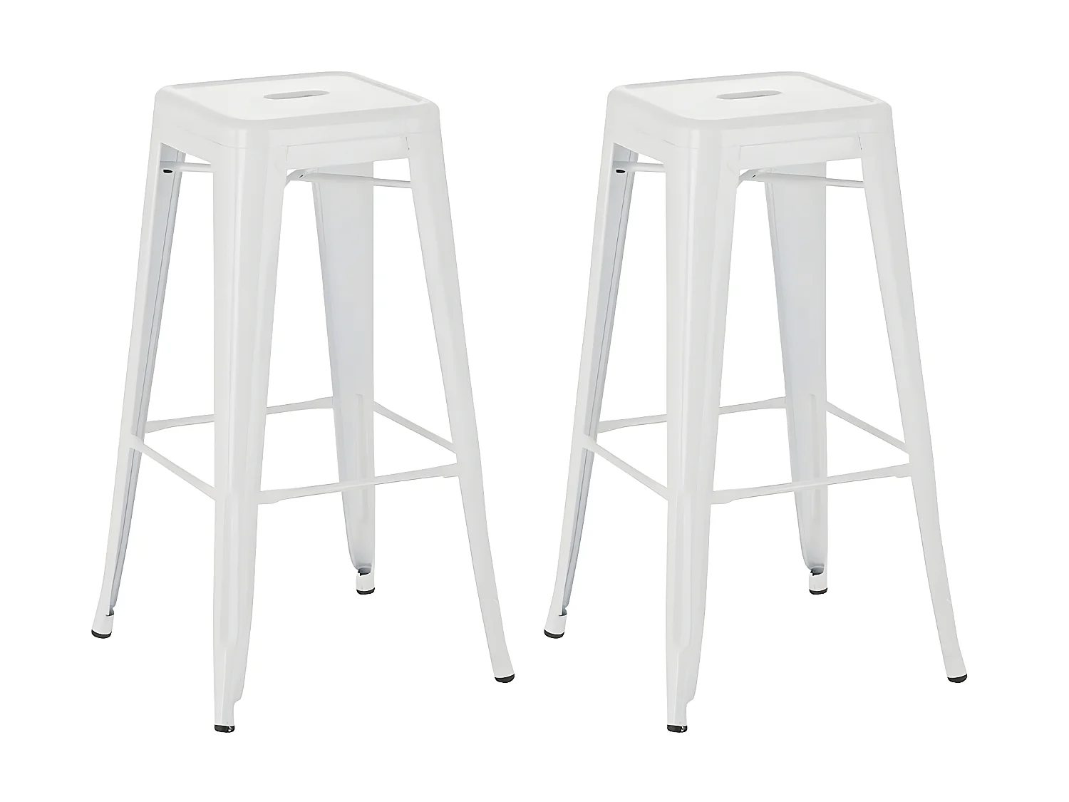 Lot de 2 tabourets métal blanche 43 x 43 x 77 cm TDB10121