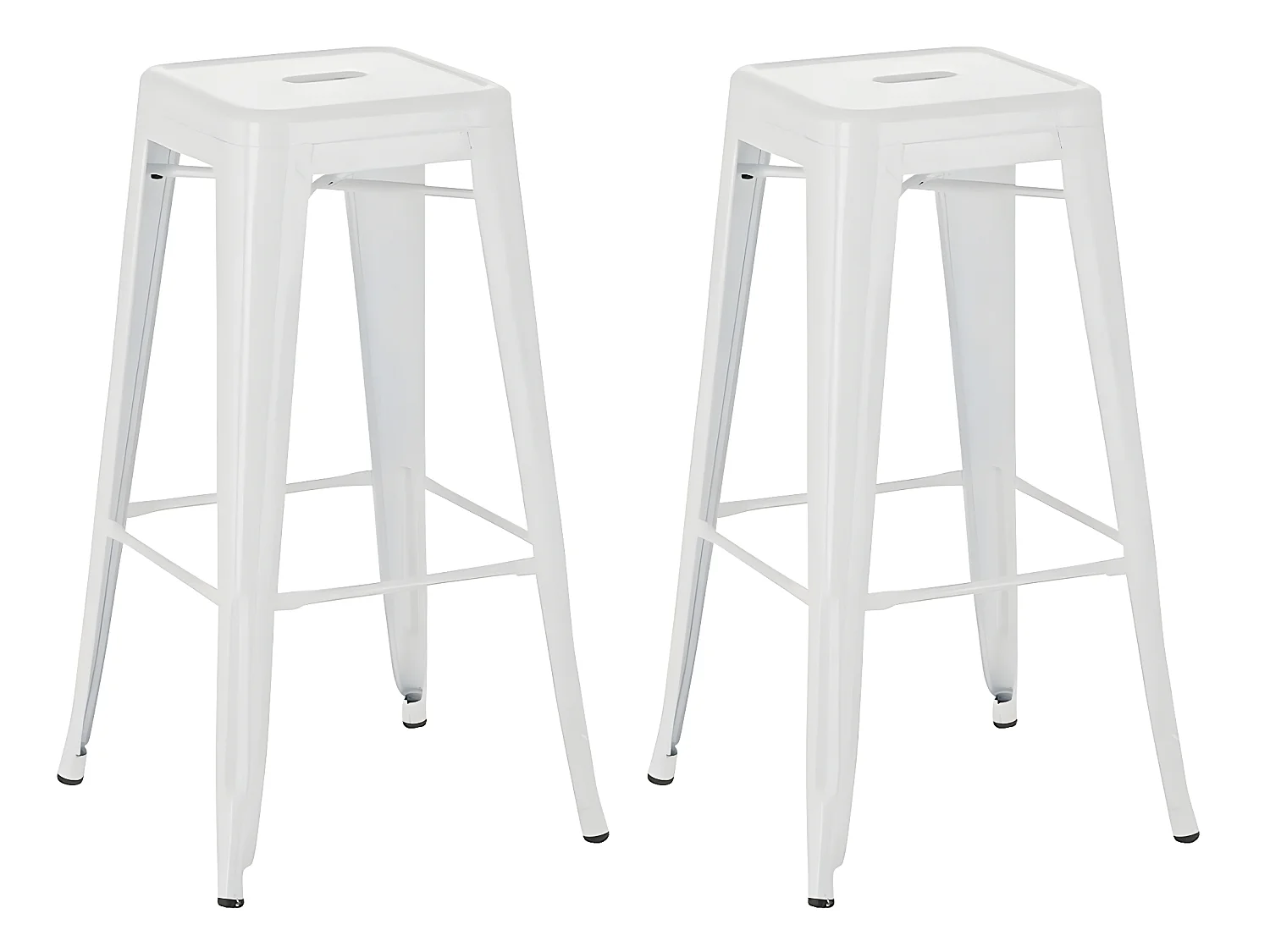 Lot de 2 tabourets métal blanche 43 x 43 x 77 cm TDB10121