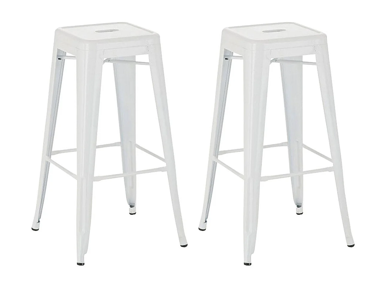 Lot de 2 tabourets métal blanche 43 x 43 x 77 cm TDB10121