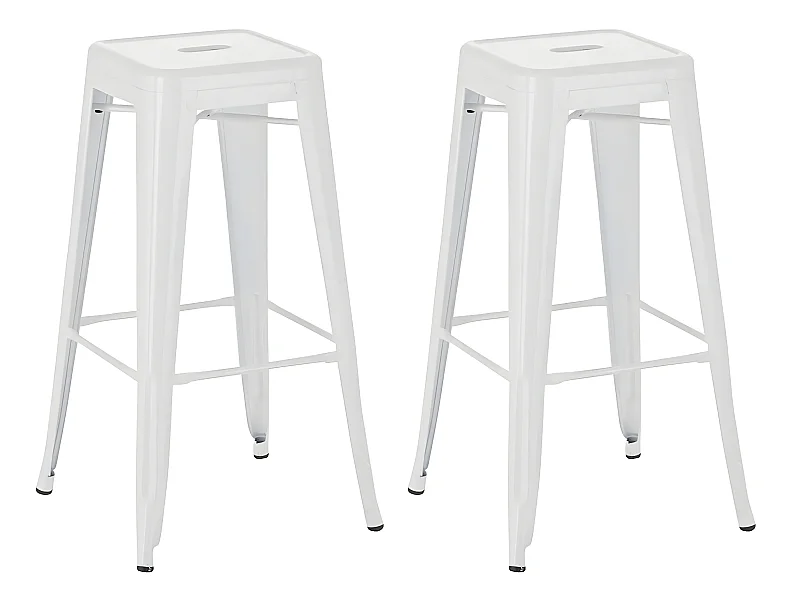 Lot de 2 tabourets métal blanche 43 x 43 x 77 cm TDB10121