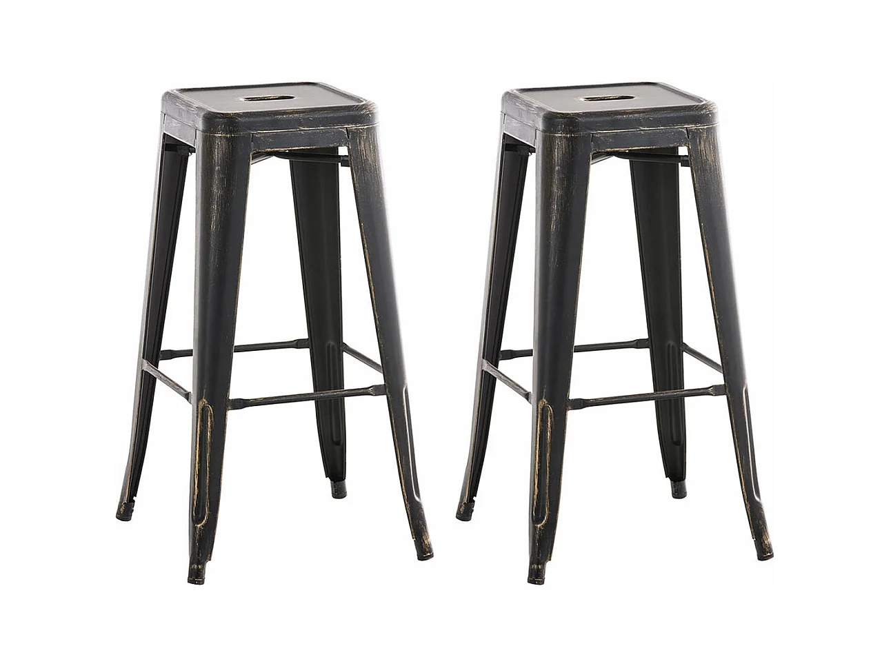 Lot de 2 tabourets métal argentée 43 x 43 x 77 cm TDB10115