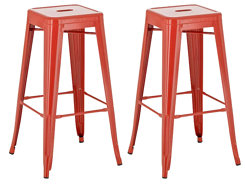 Lot de 2 tabourets métal argentée 43 x 43 x 77 cm TDB10117