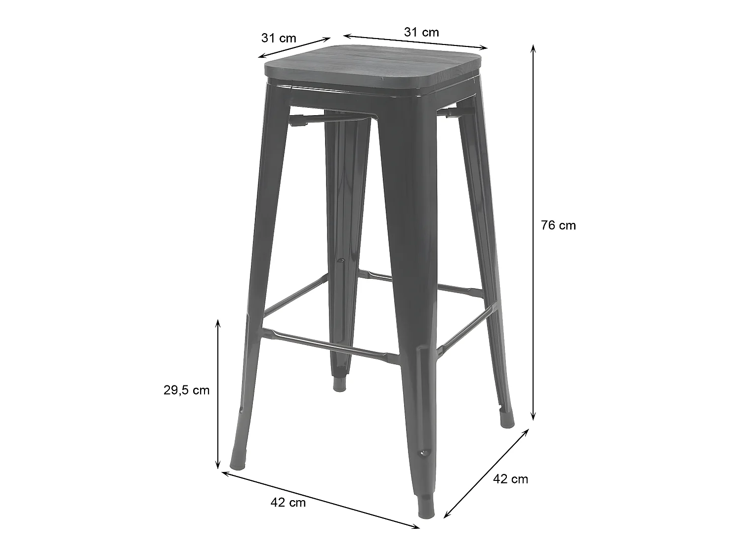 Lot de 2 tabourets métal marron 42 x 42 x 76 cm TDB04045