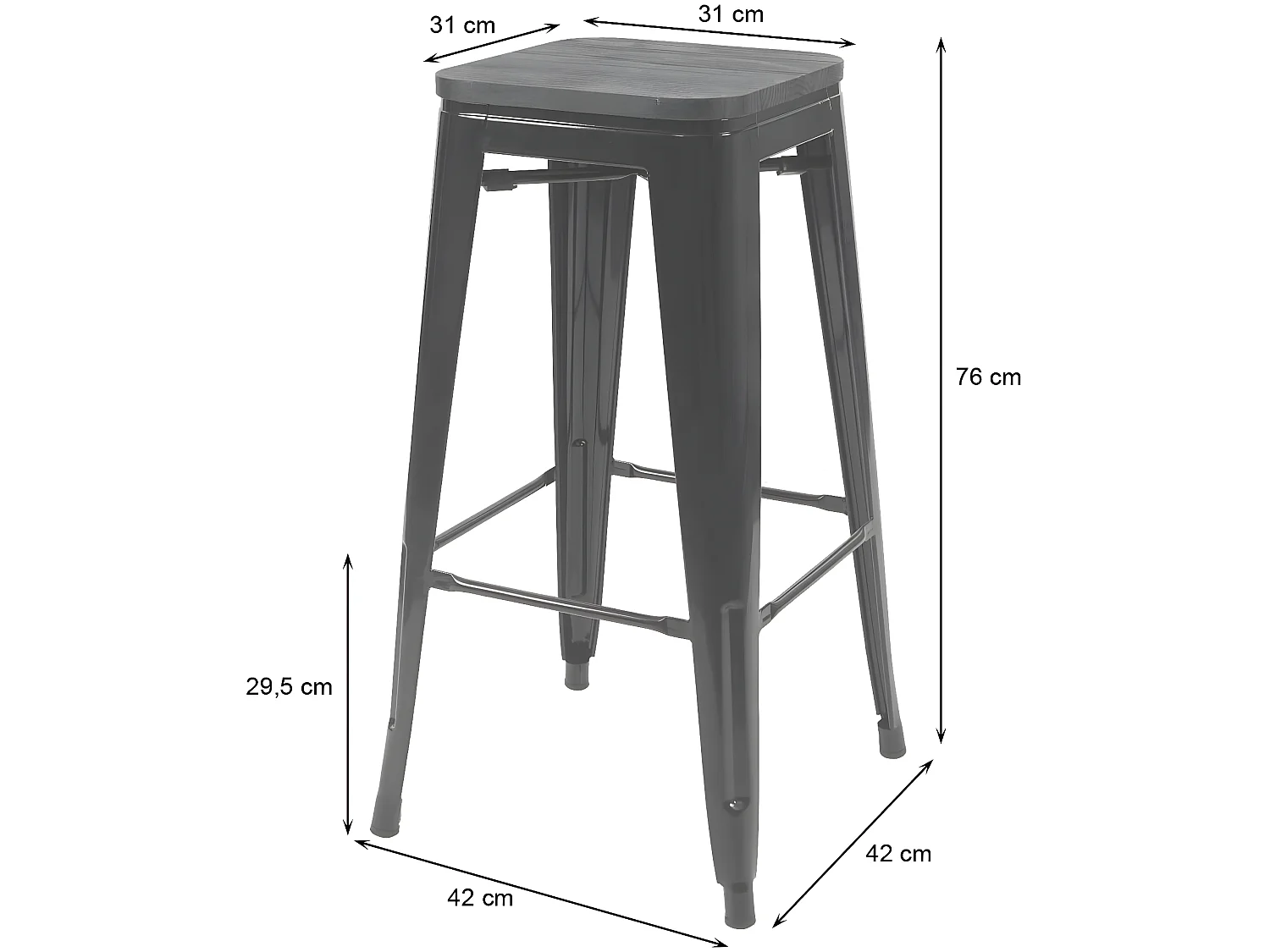 Lot de 2 tabourets métal marron 42 x 42 x 76 cm TDB04045
