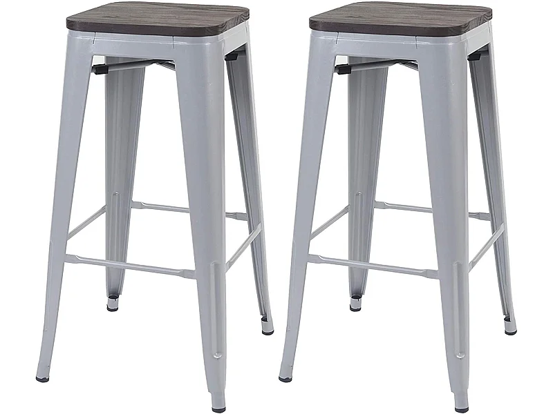 Lot de 2 tabourets métal marron 42 x 42 x 76 cm TDB04045