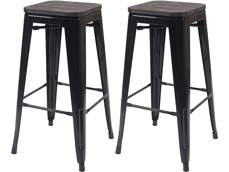 Lot de 2 tabourets métal marron 42 x 42 x 76 cm TDB04046