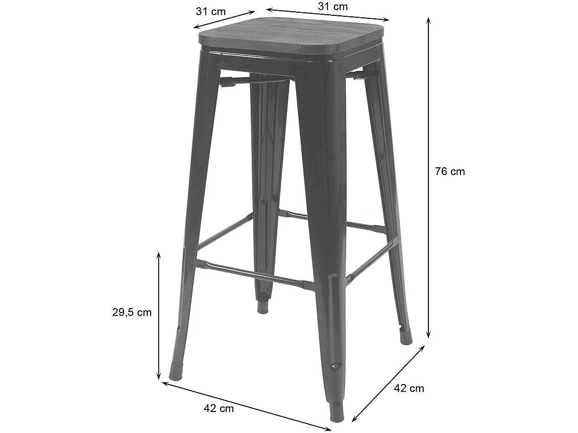 Lot de 2 tabourets métal marron 42 x 42 x 76 cm TDB04046