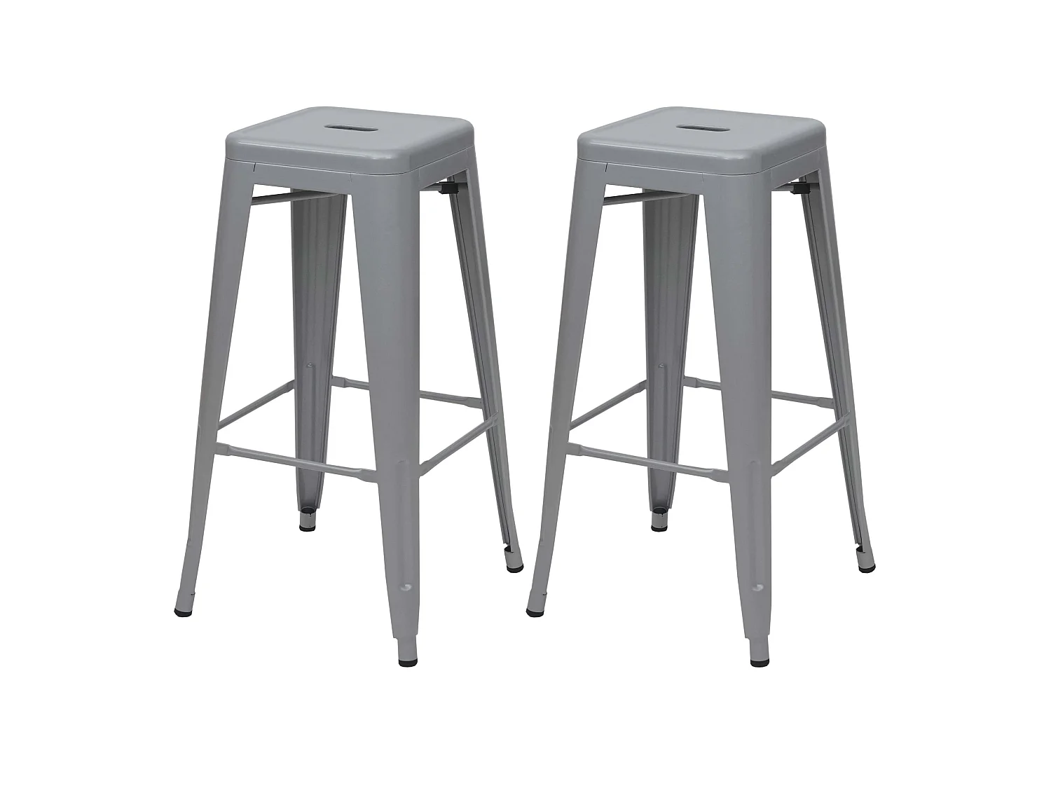 Lot de 2 tabourets métal grise 43 x 43 x 77 cm 04_0000108
